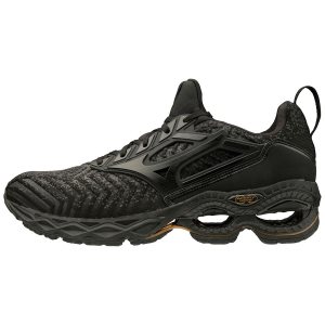 Mizuno Wave Creation Waveknit Παπουτσια Για Τρεξιμο Ανδρικα - Μαυρα